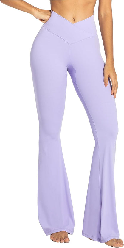 Sunzel Flare Leggings, Crossover Yoga Pants with Tummy Control, High-Waisted and Wide Leg
