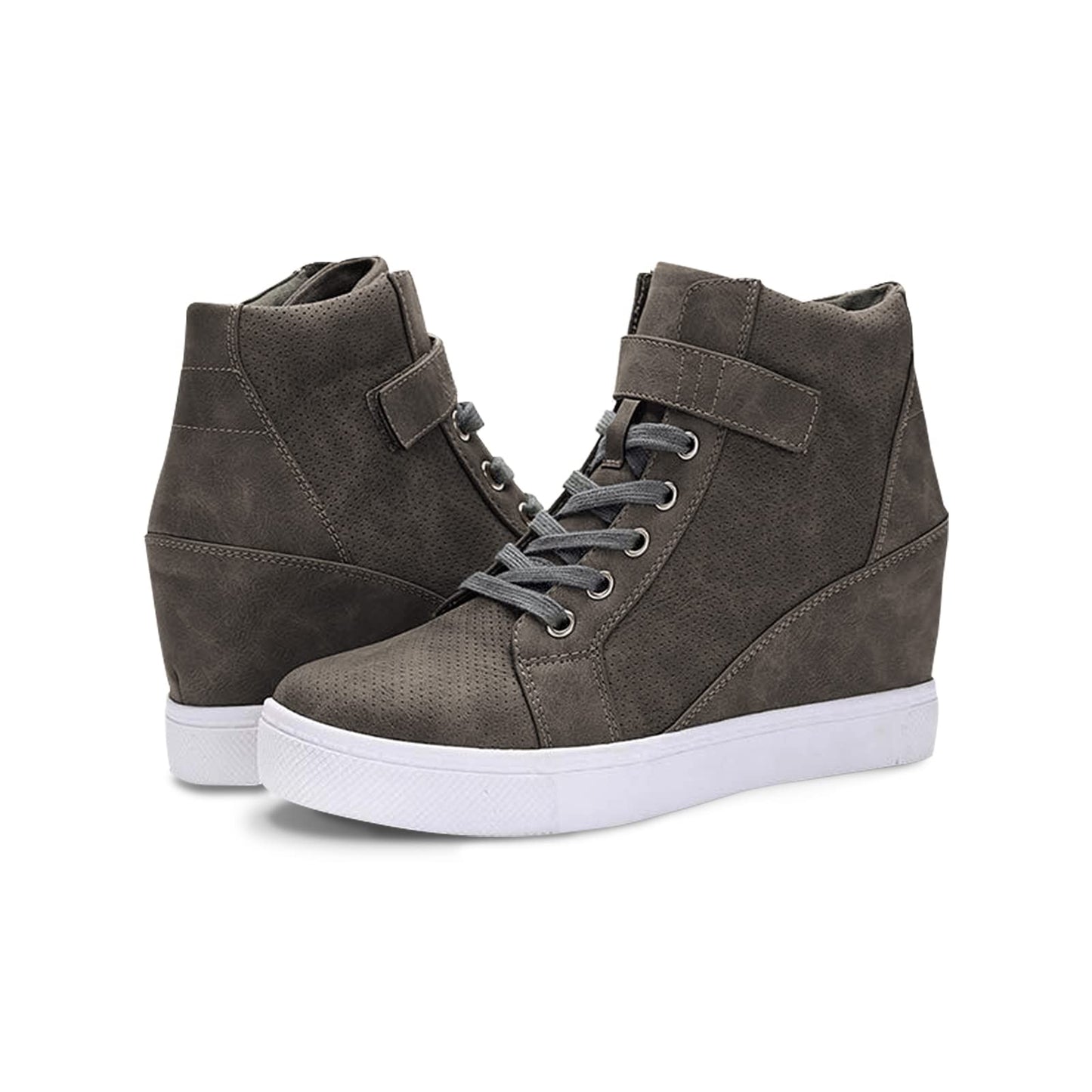 Athlefit Women's Lace Up Wedge Sneakers High Top Fashion Sneakers Ankle Booties