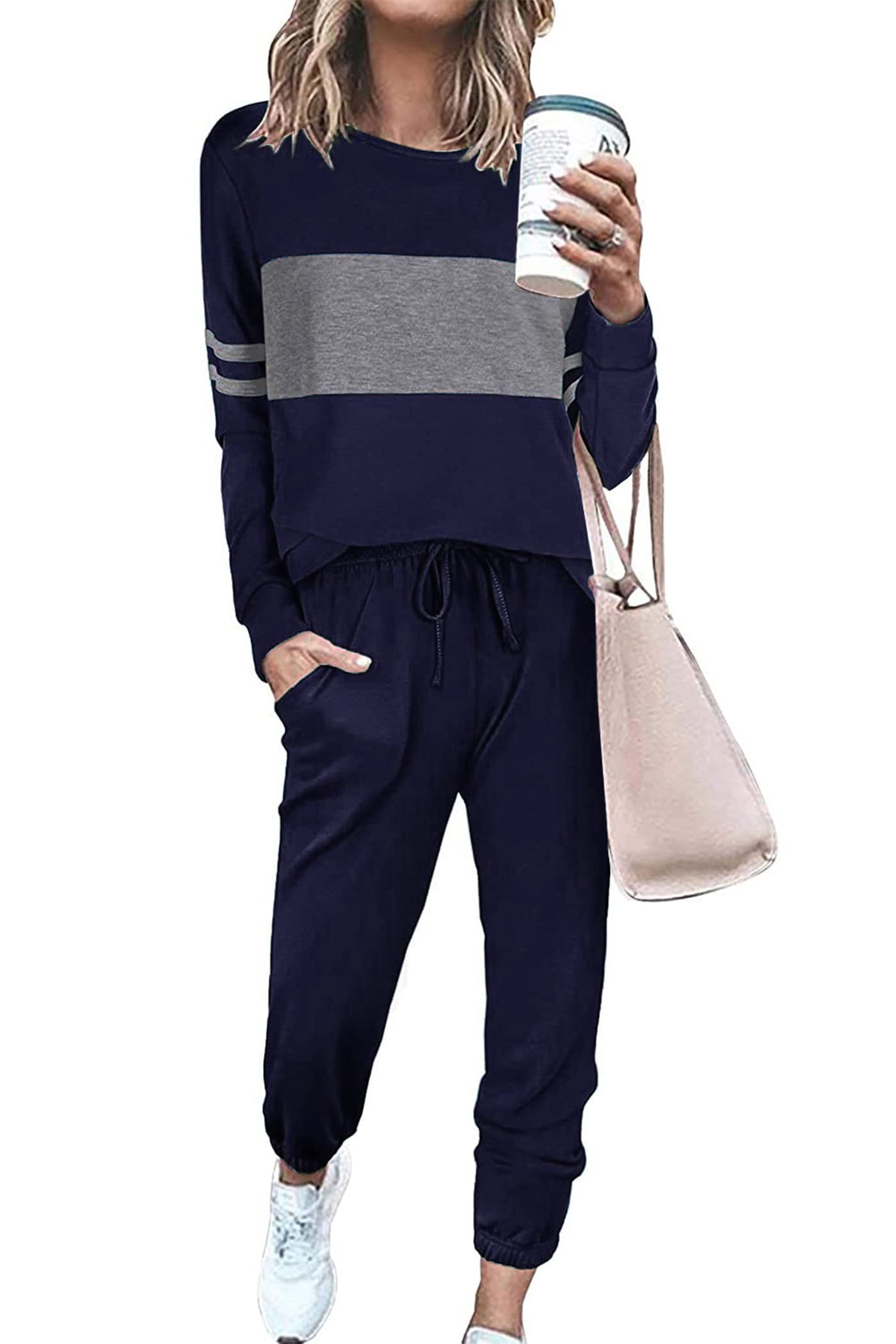 PRETTYGARDEN Womens 2 Piece Sets 2025 Long Sleeve Tops High Waisted Sweatpants Lounge Set Fall Fashion Travel Outfits