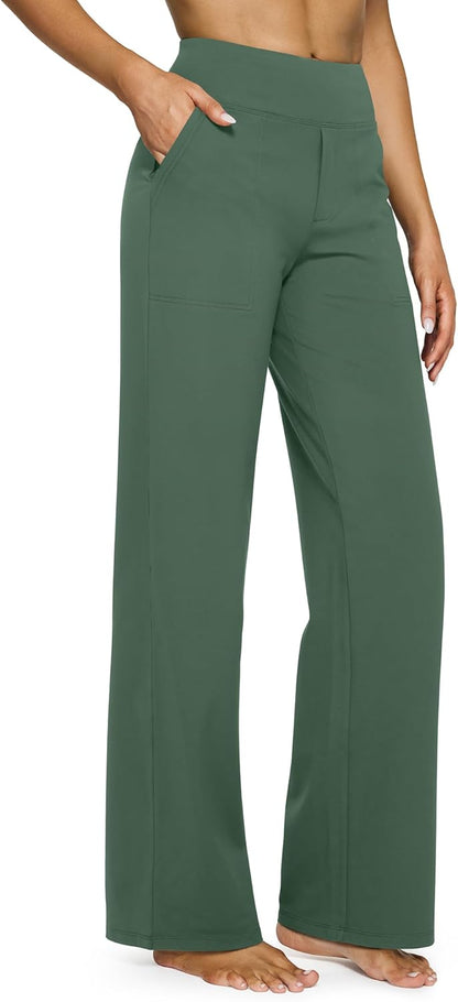 G4Free Yoga Pants Women Wide Leg Pants with Pockets High Waist Stretch Dress Casual Sweatpants Petite/Regular/Tall