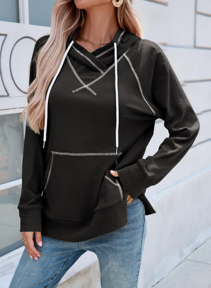 SHEWIN Womens Hoodies Drawstring Hooded Sweatshirt Pullover Long Sleeve Tops Womens Fall Fashion 2025