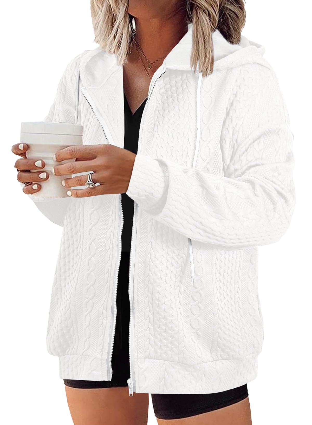 Eytino Women Plus Size Sweatshirts Long Sleeve Zip Up Oversized Casual Hoodies Jackets 2025 Fashion Fall Outfits(1X-5X)