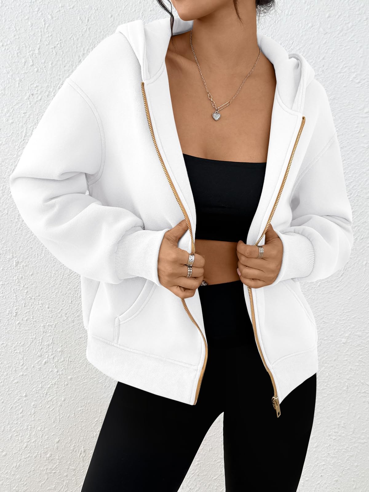 Trendy Queen Womens Zip Up Hoodies Fall Fashion Sweatshirt 2025 Clothes Y2K Cropped Jackets Cute Winter Outfits