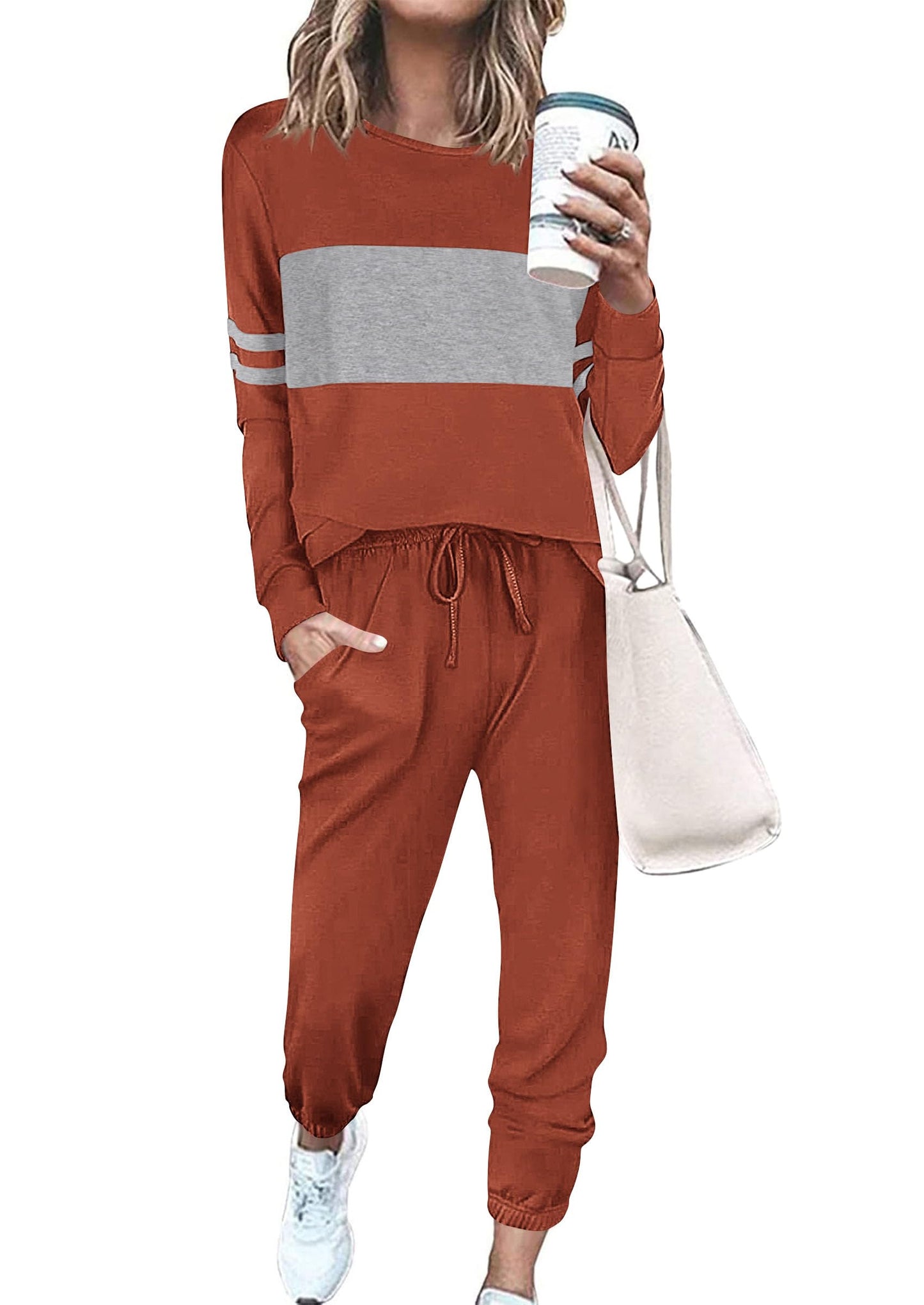 PRETTYGARDEN Womens 2 Piece Sets 2025 Long Sleeve Tops High Waisted Sweatpants Lounge Set Fall Fashion Travel Outfits