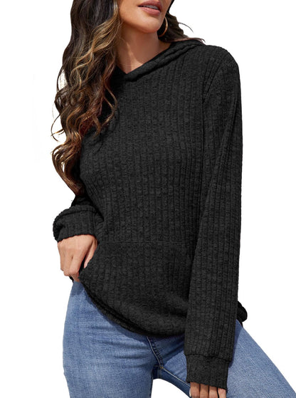 Womens Long Sleeve Shirts Kangaroo Pocket Fashion Hoodies Fall Pullover Sweatshirts