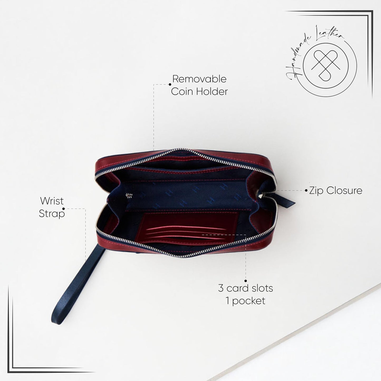 Wristlet for Men & Women, Full-Grain Leather Clutch Bag, RFID Protection, Zipper Pocket, Handcrafted, Gift Box & Pouch