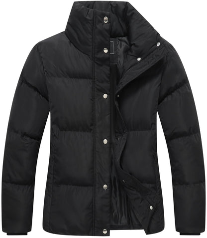 GIMECEN Women's Winter Coat Full-Zip Down Jacket Waterproof Puffer Coat Warm Parkas Long Sleeve Outerwear