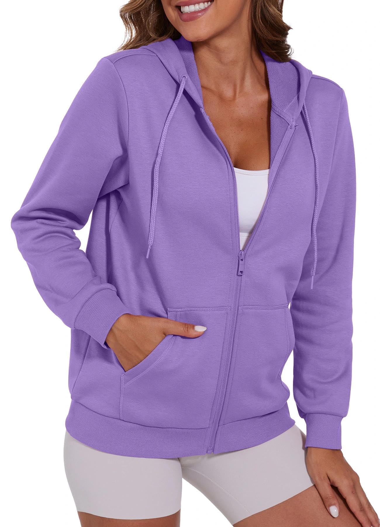 SMENG Womens Zip Up Hoodies Long Sleeve Fit Hooded Sweatshirts 2025 Casual Lightweight Jacket