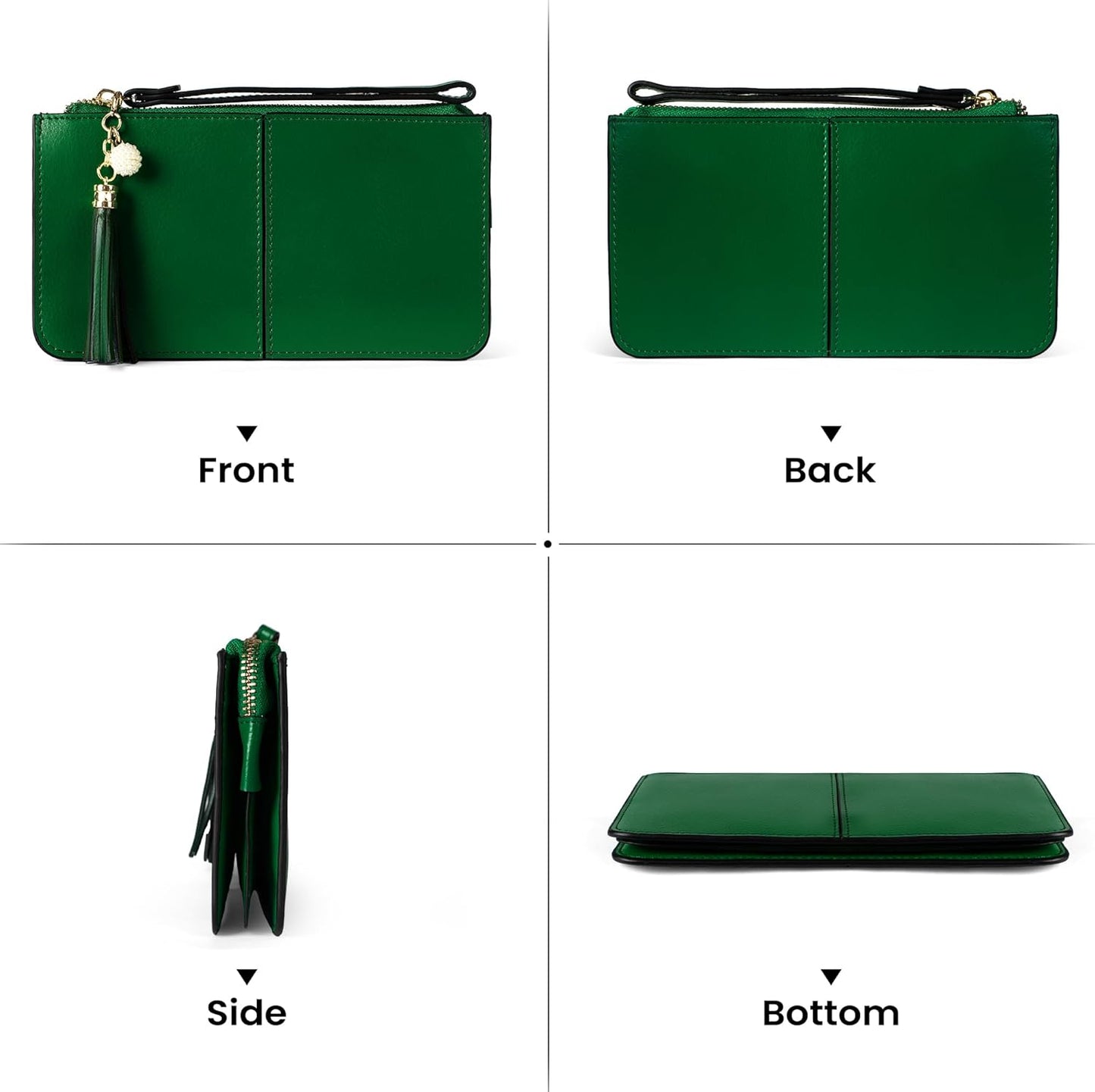 befen Genuine Leather Wristlet Clutch for Women Ultra-Slim Ladies Credit Card Holder Wallet Purses with RFID Protection