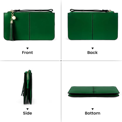 befen Genuine Leather Wristlet Clutch for Women Ultra-Slim Ladies Credit Card Holder Wallet Purses with RFID Protection