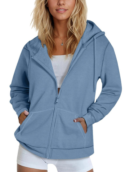 SMENG Womens Zip Up Hoodies Long Sleeve Fit Hooded Sweatshirts 2025 Casual Lightweight Jacket