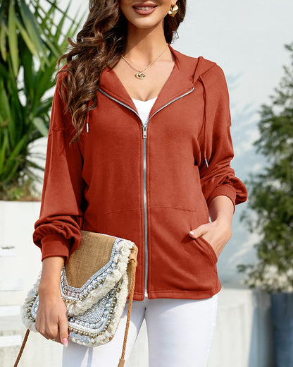Zatanaroni Womens Zip Up Hoodies Loose fit Sweatshirt Casual Long Sleeve Shirts for Women Pullover Tops With Pocket