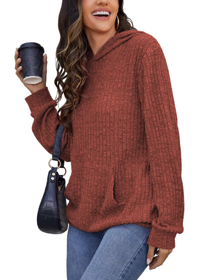 Womens Long Sleeve Shirts Kangaroo Pocket Fashion Hoodies Fall Pullover Sweatshirts