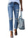 Sidefeel Women's Ripped Jeans Straight Leg Distressed Boyfriend Denim Pants