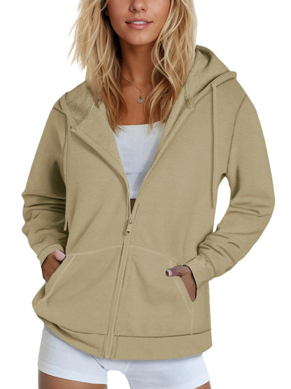 SMENG Womens Zip Up Hoodies Long Sleeve Fit Hooded Sweatshirts 2025 Casual Lightweight Jacket