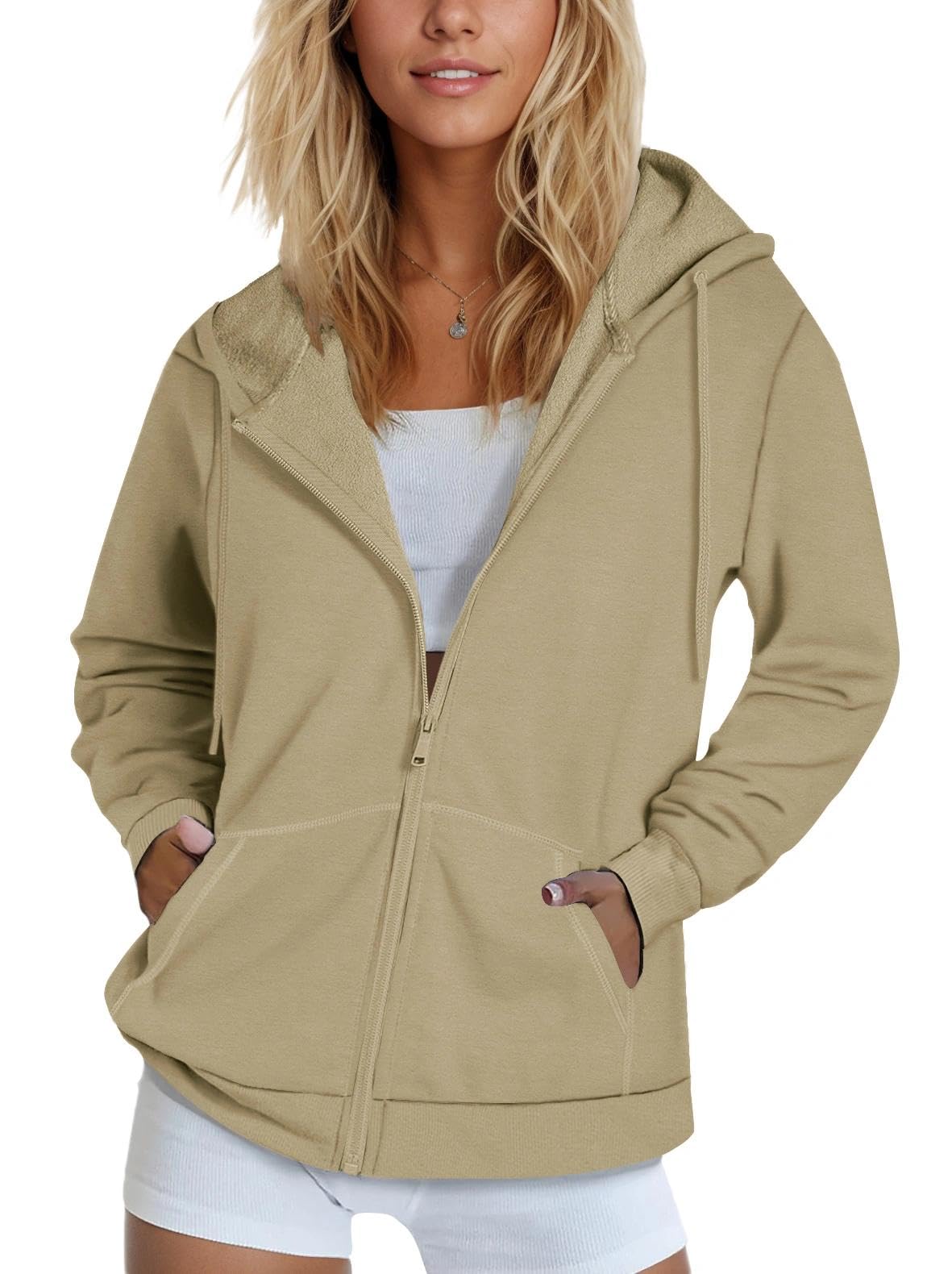 SMENG Womens Zip Up Hoodies Long Sleeve Fit Hooded Sweatshirts 2025 Casual Lightweight Jacket