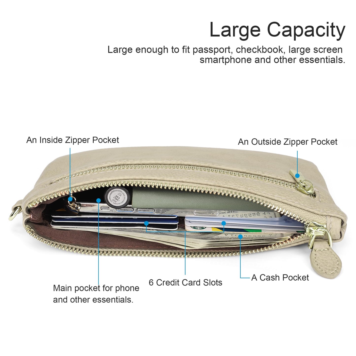 befen Genuine Leather Wristlet Clutch RFID Blocking Bag Cell Phone Wallet Purse Wristlet Wallet Purses and Handbags for Women