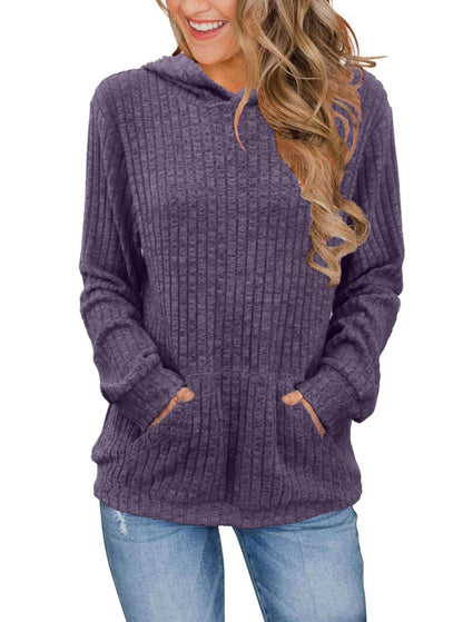 Womens Long Sleeve Shirts Kangaroo Pocket Fashion Hoodies Fall Pullover Sweatshirts