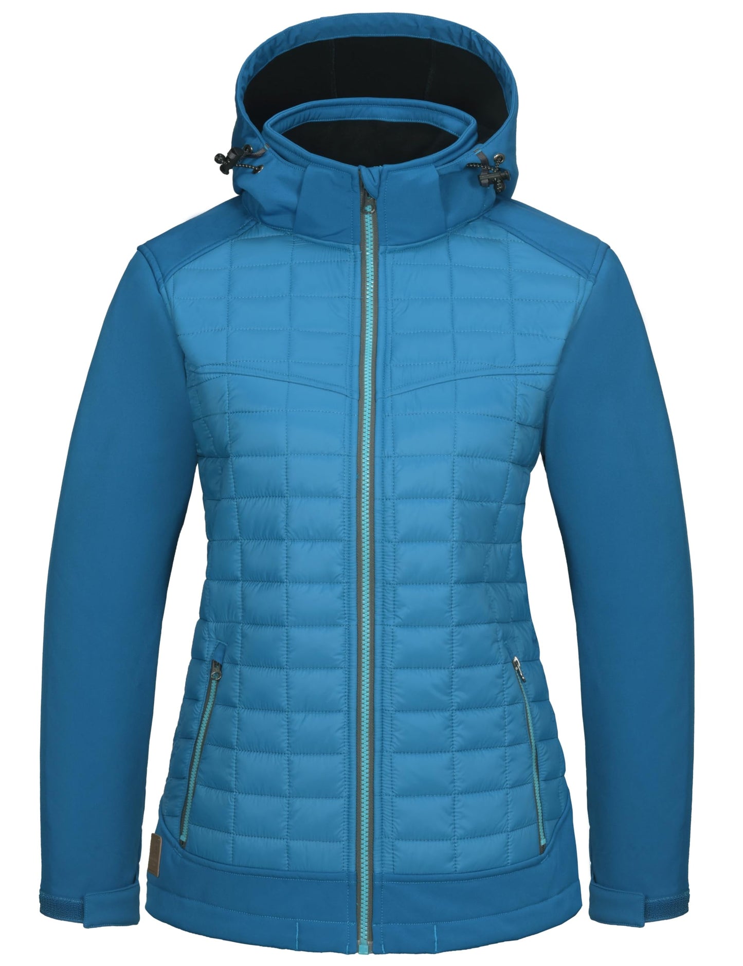Little Donkey Andy Women's Lightweight Insulated Hybrid Jacket for Hiking Running Ski Thermal Warm with Removable Hood