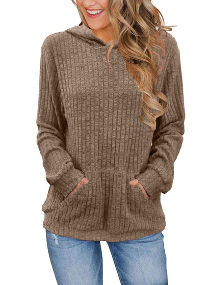 Womens Long Sleeve Shirts Kangaroo Pocket Fashion Hoodies Fall Pullover Sweatshirts