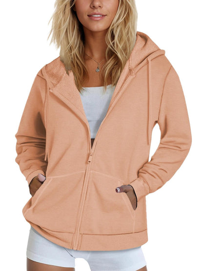 SMENG Womens Zip Up Hoodies Long Sleeve Fit Hooded Sweatshirts 2025 Casual Lightweight Jacket