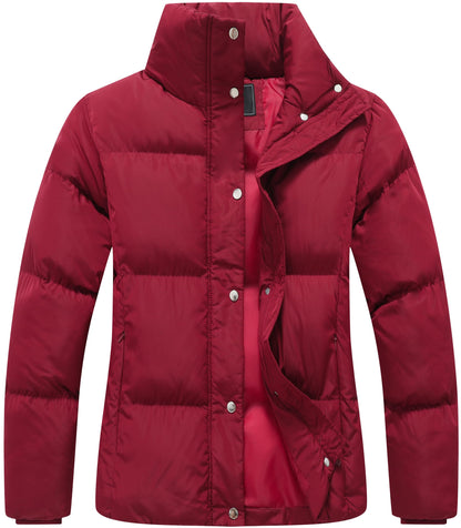 GIMECEN Women's Winter Coat Full-Zip Down Jacket Waterproof Puffer Coat Warm Parkas Long Sleeve Outerwear
