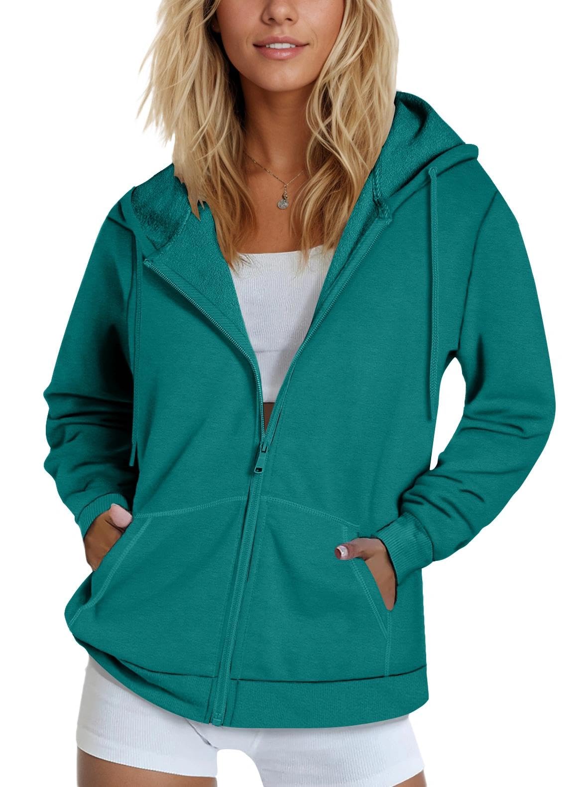 SMENG Womens Zip Up Hoodies Long Sleeve Fit Hooded Sweatshirts 2025 Casual Lightweight Jacket