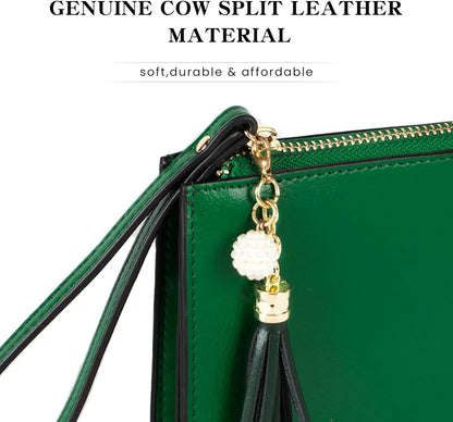 befen Genuine Leather Wristlet Clutch for Women Ultra-Slim Ladies Credit Card Holder Wallet Purses with RFID Protection