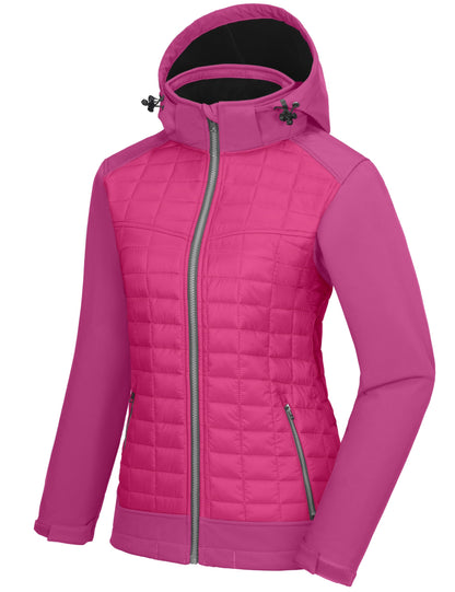 Little Donkey Andy Women's Lightweight Insulated Hybrid Jacket for Hiking Running Ski Thermal Warm with Removable Hood
