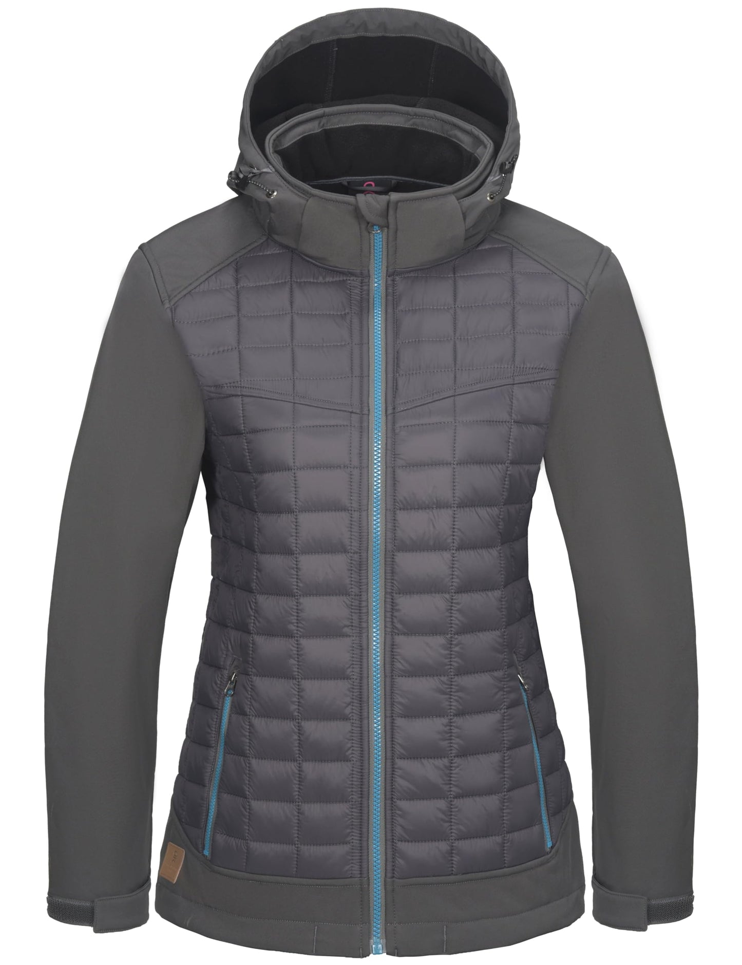 Little Donkey Andy Women's Lightweight Insulated Hybrid Jacket for Hiking Running Ski Thermal Warm with Removable Hood