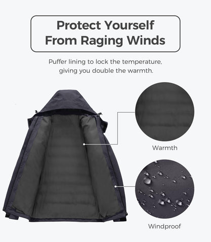 wantdo Women's 3 in 1 Waterproof Ski Jacket Windproof Winter Snow Coat Snowboarding Jackets Warm Raincoat