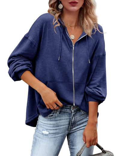 Zatanaroni Womens Zip Up Hoodies Loose fit Sweatshirt Casual Long Sleeve Shirts for Women Pullover Tops With Pocket