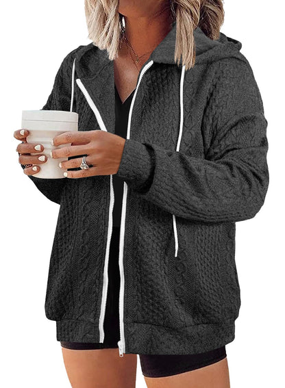 Eytino Women Plus Size Sweatshirts Long Sleeve Zip Up Oversized Casual Hoodies Jackets 2025 Fashion Fall Outfits(1X-5X)