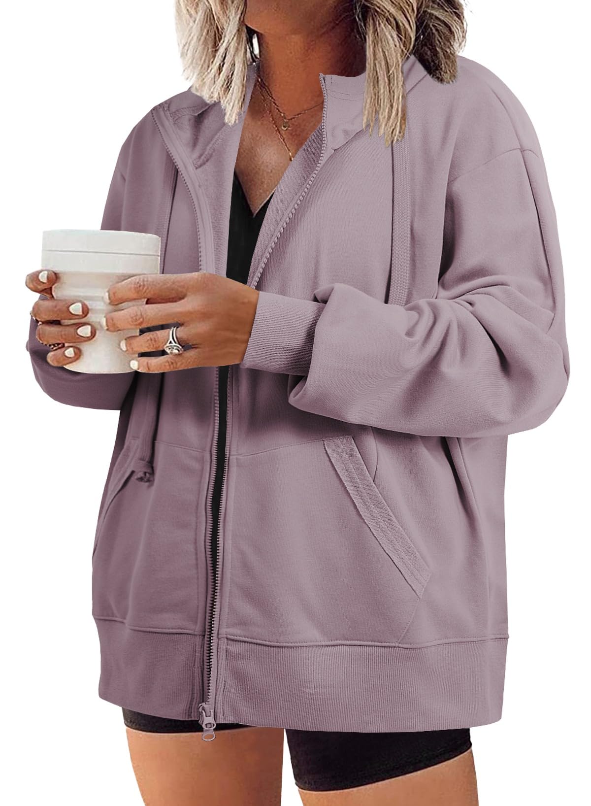 Eytino Women Plus Size Sweatshirts Long Sleeve Zip Up Oversized Casual Hoodies Jackets 2025 Fashion Fall Outfits(1X-5X)
