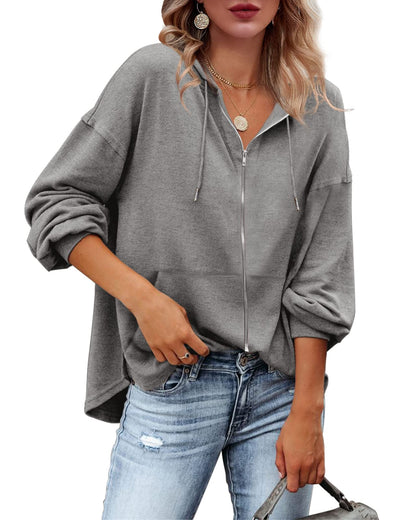 Zatanaroni Womens Zip Up Hoodies Loose fit Sweatshirt Casual Long Sleeve Shirts for Women Pullover Tops With Pocket