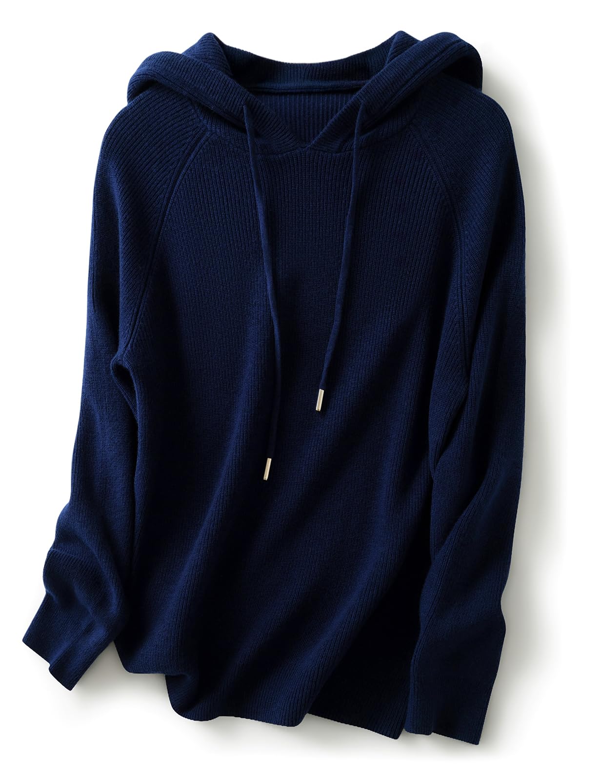 Women's Merino Wool Blend Hoodies 2025 Fall Winter Crewneck Sweatshirt Long Sleeve Knitted Sweater with Drawstring