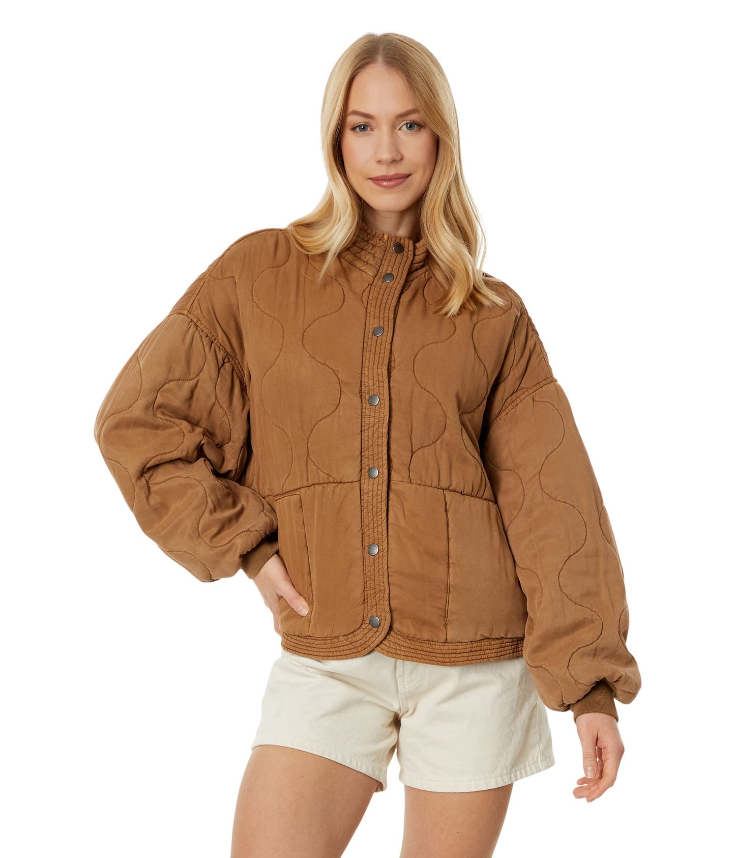 [BLANKNYC] Womens Luxury Clothing Tencel Drop Shoulder Quilted Jacket