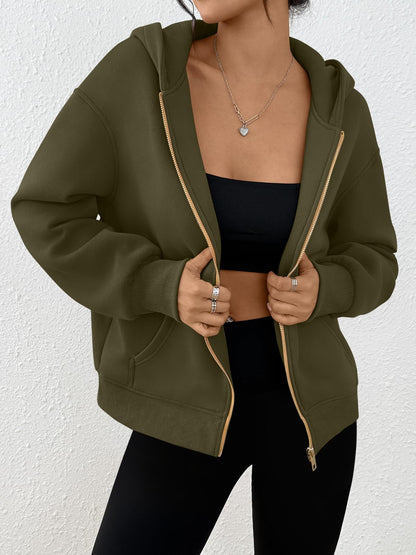 Trendy Queen Womens Zip Up Hoodies Fall Fashion Sweatshirt 2025 Clothes Y2K Cropped Jackets Cute Winter Outfits