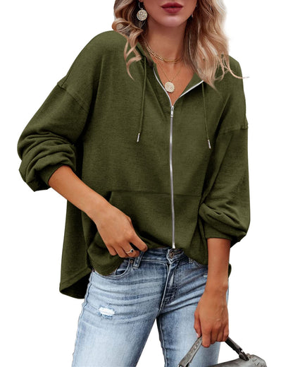 Zatanaroni Womens Zip Up Hoodies Loose fit Sweatshirt Casual Long Sleeve Shirts for Women Pullover Tops With Pocket