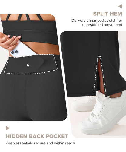 BRXL Wide Leg Yoga Pants for Women with Back Pocket Trouser Style High Waisted 30" Casual Lounge Buttery Soft Stretch Loose