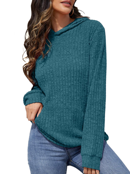 Womens Long Sleeve Shirts Kangaroo Pocket Fashion Hoodies Fall Pullover Sweatshirts