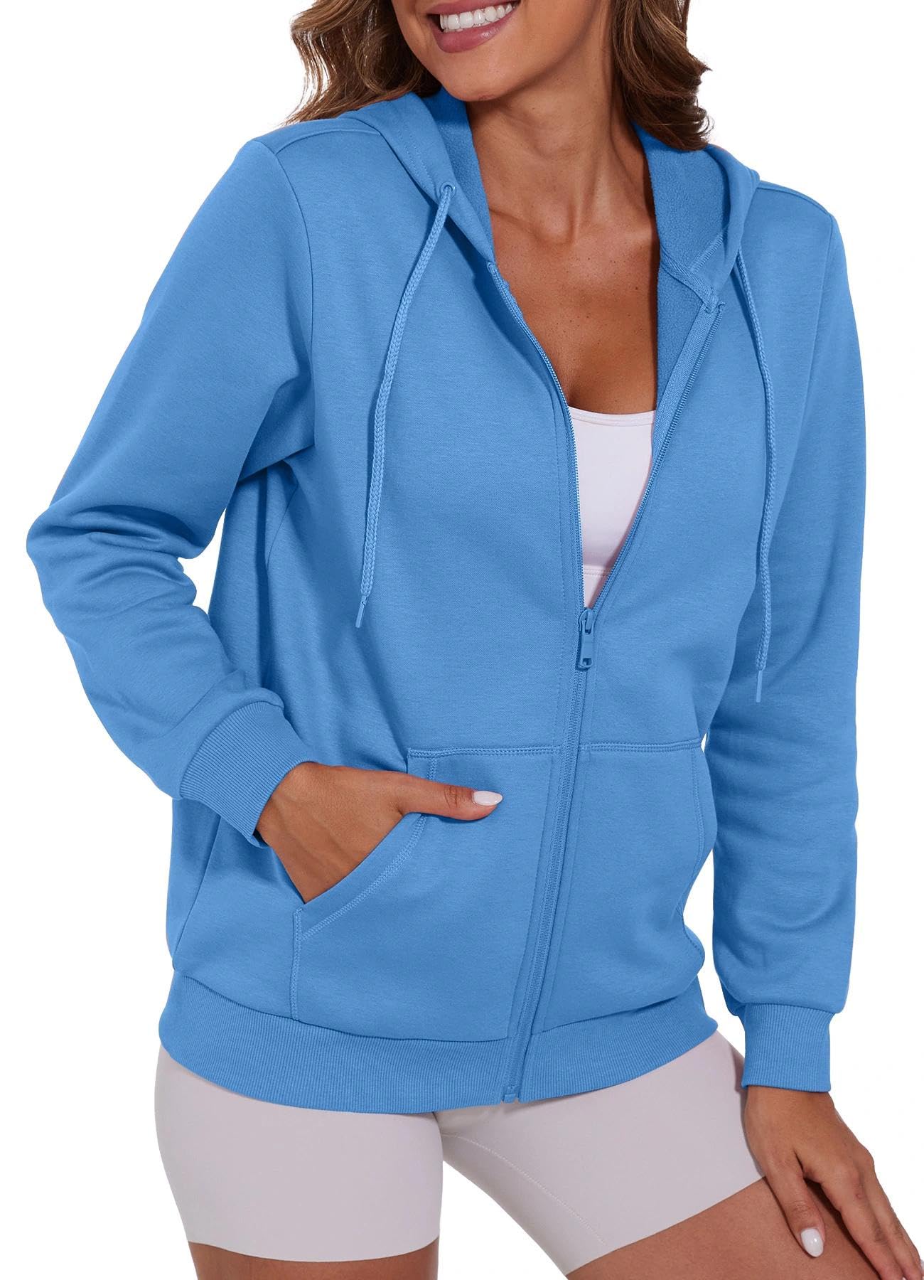 SMENG Womens Zip Up Hoodies Long Sleeve Fit Hooded Sweatshirts 2025 Casual Lightweight Jacket