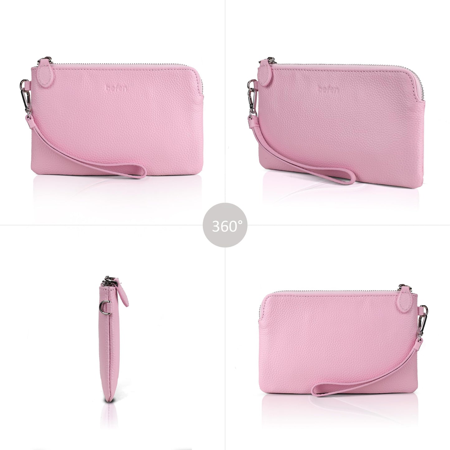 befen Genuine Leather Wristlet Clutch RFID Blocking Bag Cell Phone Wallet Purse Wristlet Wallet Purses and Handbags for Women