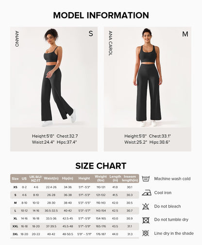 BRXL Wide Leg Yoga Pants for Women with Back Pocket Trouser Style High Waisted 30" Casual Lounge Buttery Soft Stretch Loose