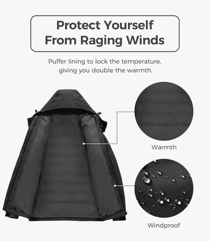 wantdo Women's 3 in 1 Waterproof Ski Jacket Windproof Winter Snow Coat Snowboarding Jackets Warm Raincoat