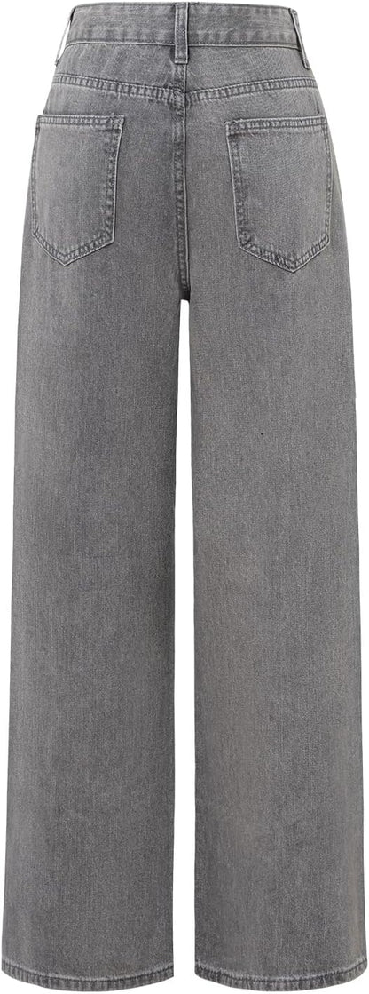 Women's High-Waisted Straight Pants Loose Stretch Lightweight Belly Fashion Jeans