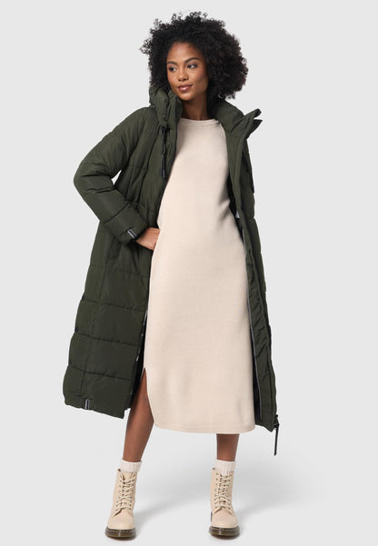 Long Fall & Winter Coat for Women | Detachable Hood | Quilted Women’s Calf-Length Jacket | Nadeshikoo XVI XS-5XL