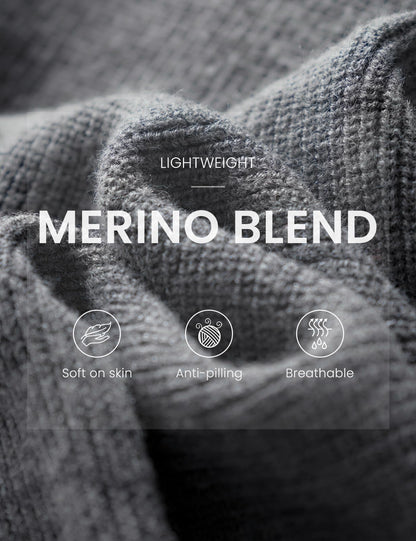 Women's Merino Wool Blend Hoodies 2025 Fall Winter Crewneck Sweatshirt Long Sleeve Knitted Sweater with Drawstring