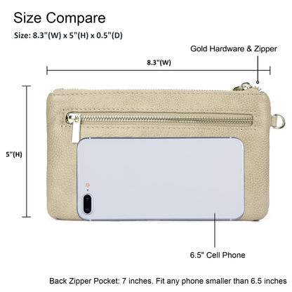 befen Genuine Leather Wristlet Clutch RFID Blocking Bag Cell Phone Wallet Purse Wristlet Wallet Purses and Handbags for Women