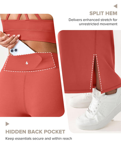 BRXL Wide Leg Yoga Pants for Women with Back Pocket Trouser Style High Waisted 30" Casual Lounge Buttery Soft Stretch Loose